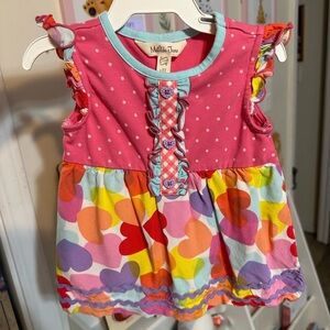 BUNDLE of 2 Matilda Jane Pink Polka Dot Heart & Oranges Dress 6/12